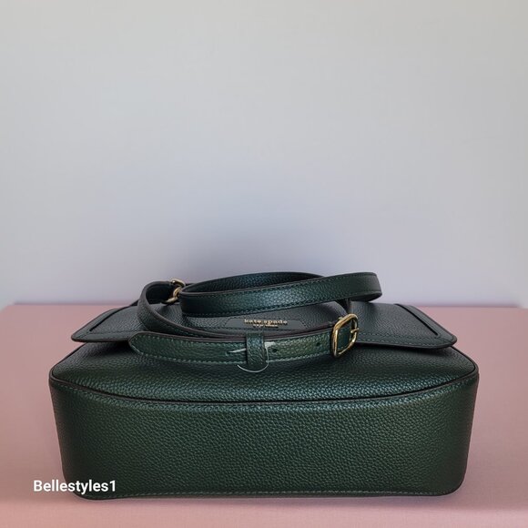 KATE SPADE Hudson Pebbled Leather Medium Flap Convertible Shoulder Bag-Northern⭐ - Picture 10 of 16